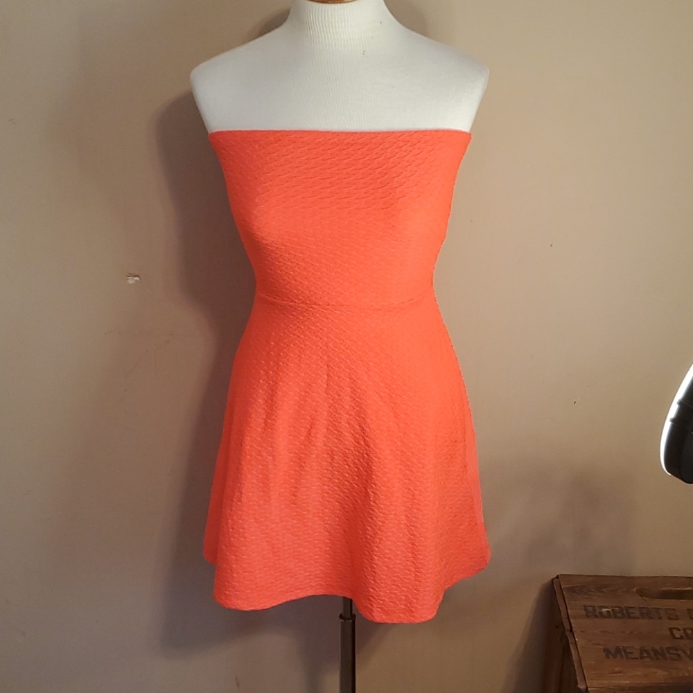 H & M Divided orange strapless dress size 4